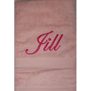 Handdoek roze met Jill geborduurd