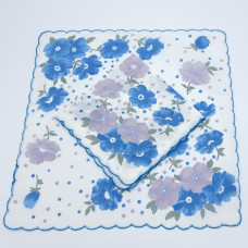 Zakdoek bloem blauw 3 stuks