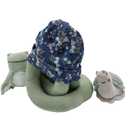 Babymuts blauw bloemen