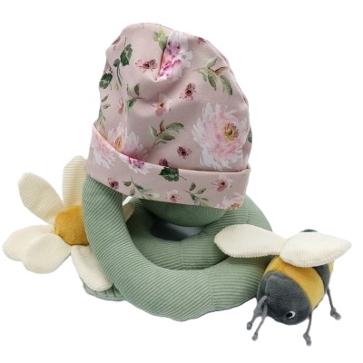 Babymuts bloemen roze