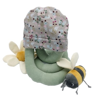 Babymuts bloemen taupe