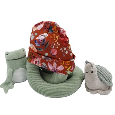 Babymuts bloemen terracotta