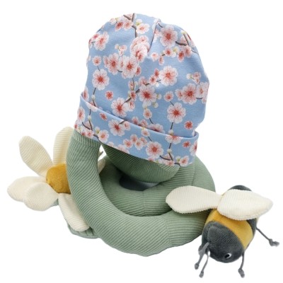 Babymuts blauw bloesem Babymuts blauw bloesem