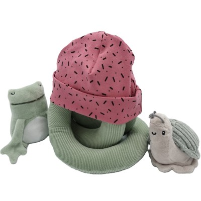 Babymuts roseé streep