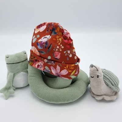 Babymuts bloemen terracotta Babymuts bloemen terracotta