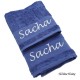Badhanddoek en handdoek staal blauw