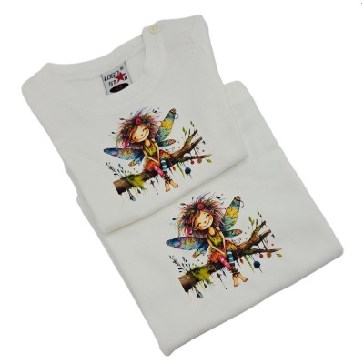 T-shirt wit meisje vlinder