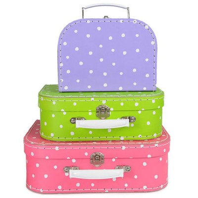 Koffer klein lila/ middel lime stip